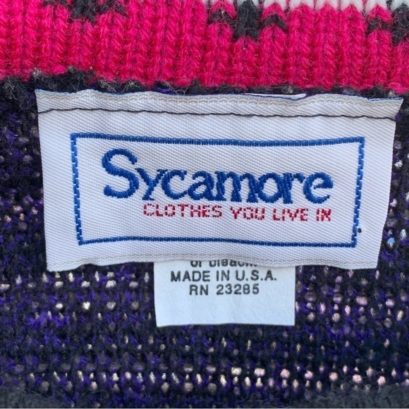 Vintage Crewneck Sweater Sycamore USA 80’s Size Large Floral - Picture 6 of 6